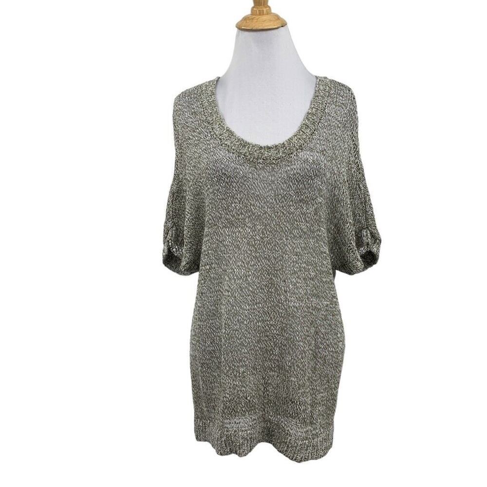 Tommy Bahama Top Womens S Small Multi Linen Short Sleeve Marled Knit Open Stitch